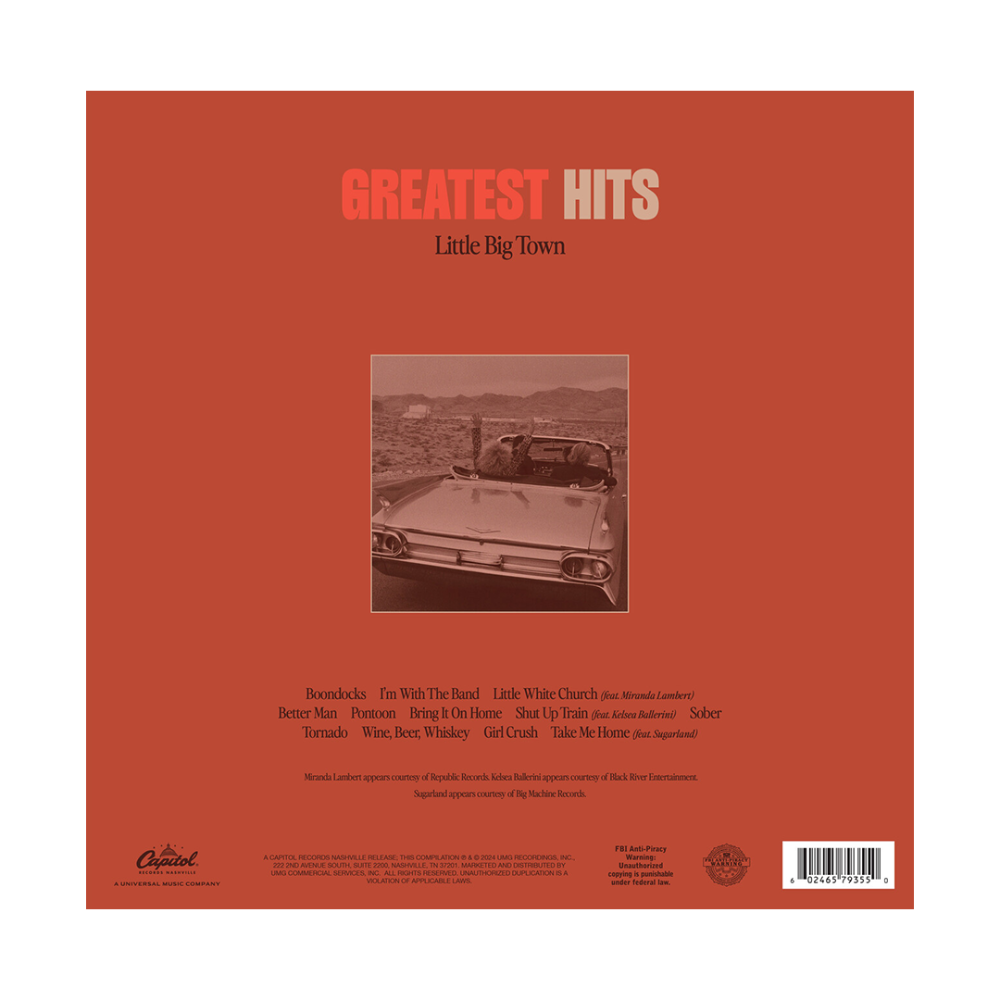 Greatest Hits Vinyl Back Cover