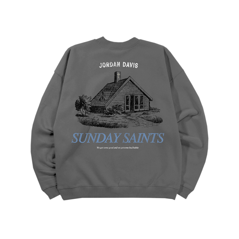 Sunday Saints Gray Crewneck Back