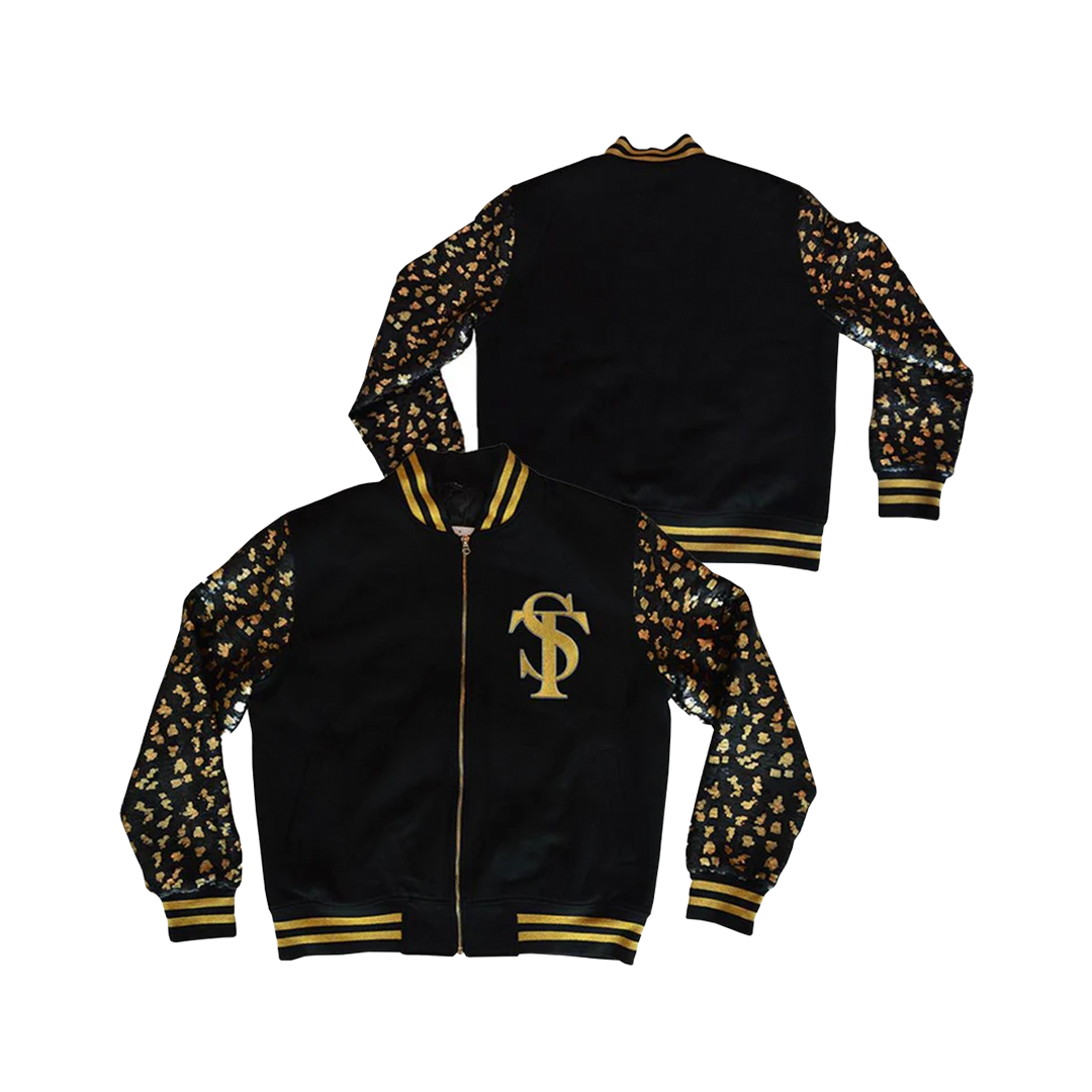 Sequin Leopard Bomber Jacket