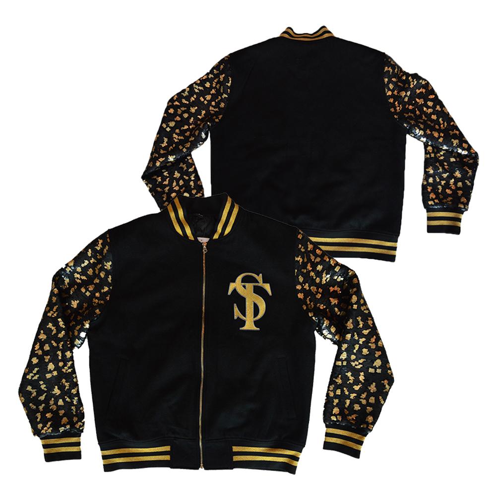 Sequin Leopard Bomber Jacket